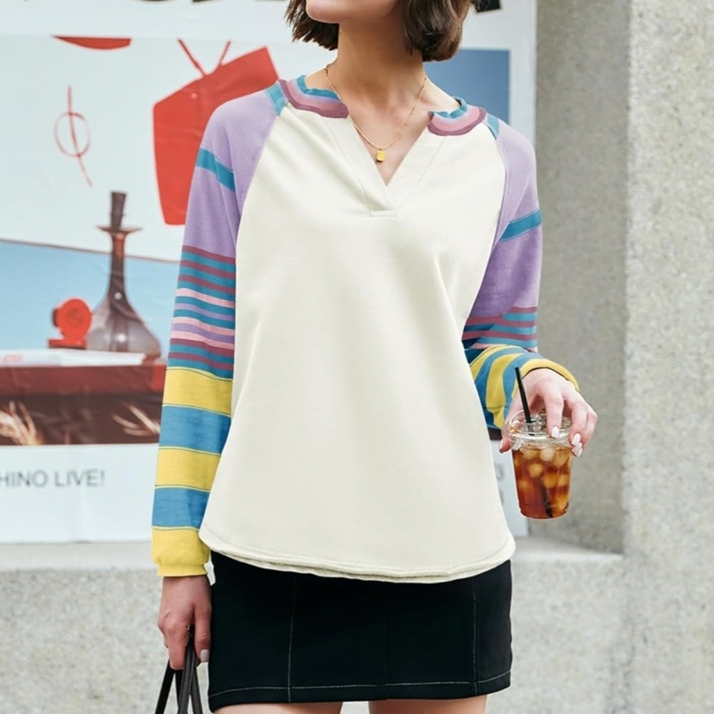 Panadilla Colorful Striped Sleeve Top